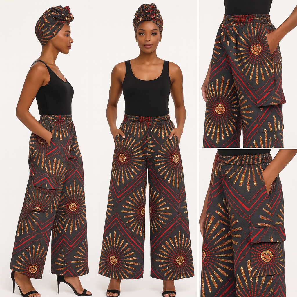 African print cargo pants