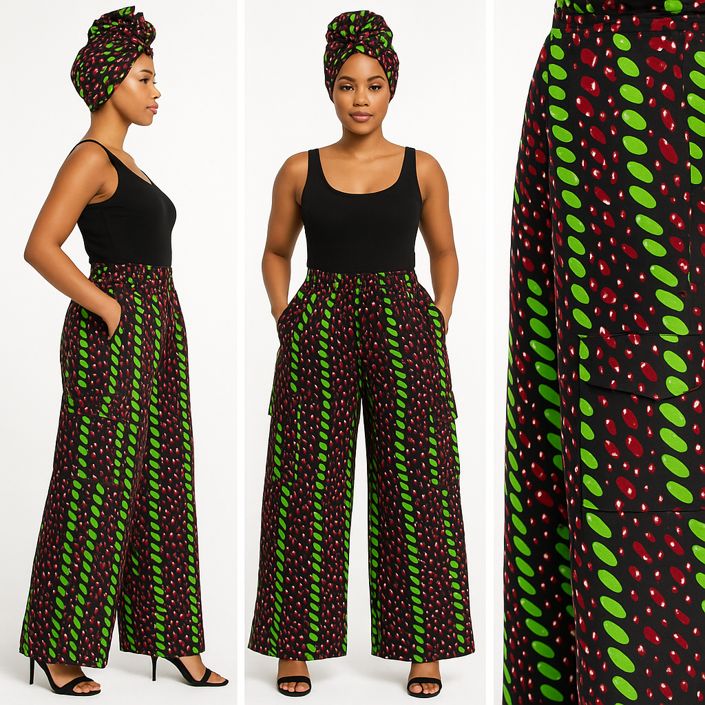 African print cargo pants