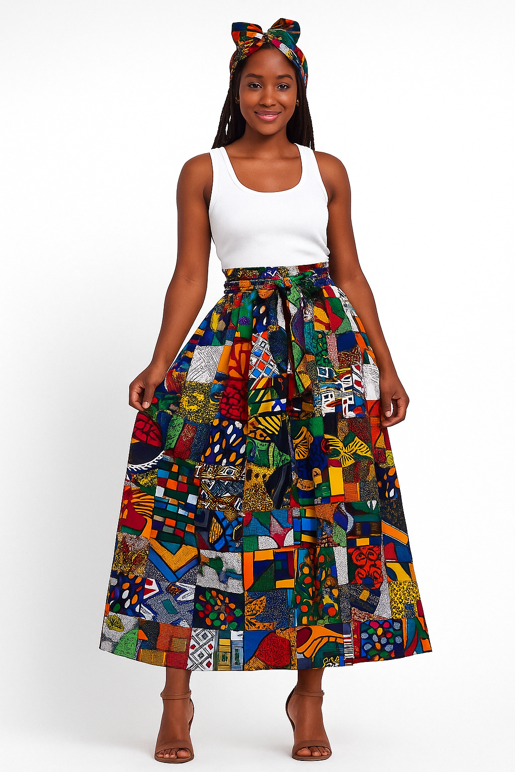 Quilt-Style Ankara Maxi Skirt /
Multi-Print African Patchwork Skirt