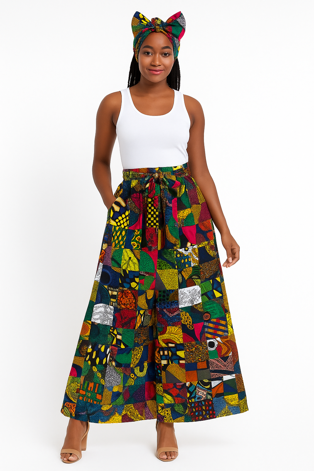 Quilt-Style Ankara Maxi Skirt /
Multi-Print African Patchwork Skirt