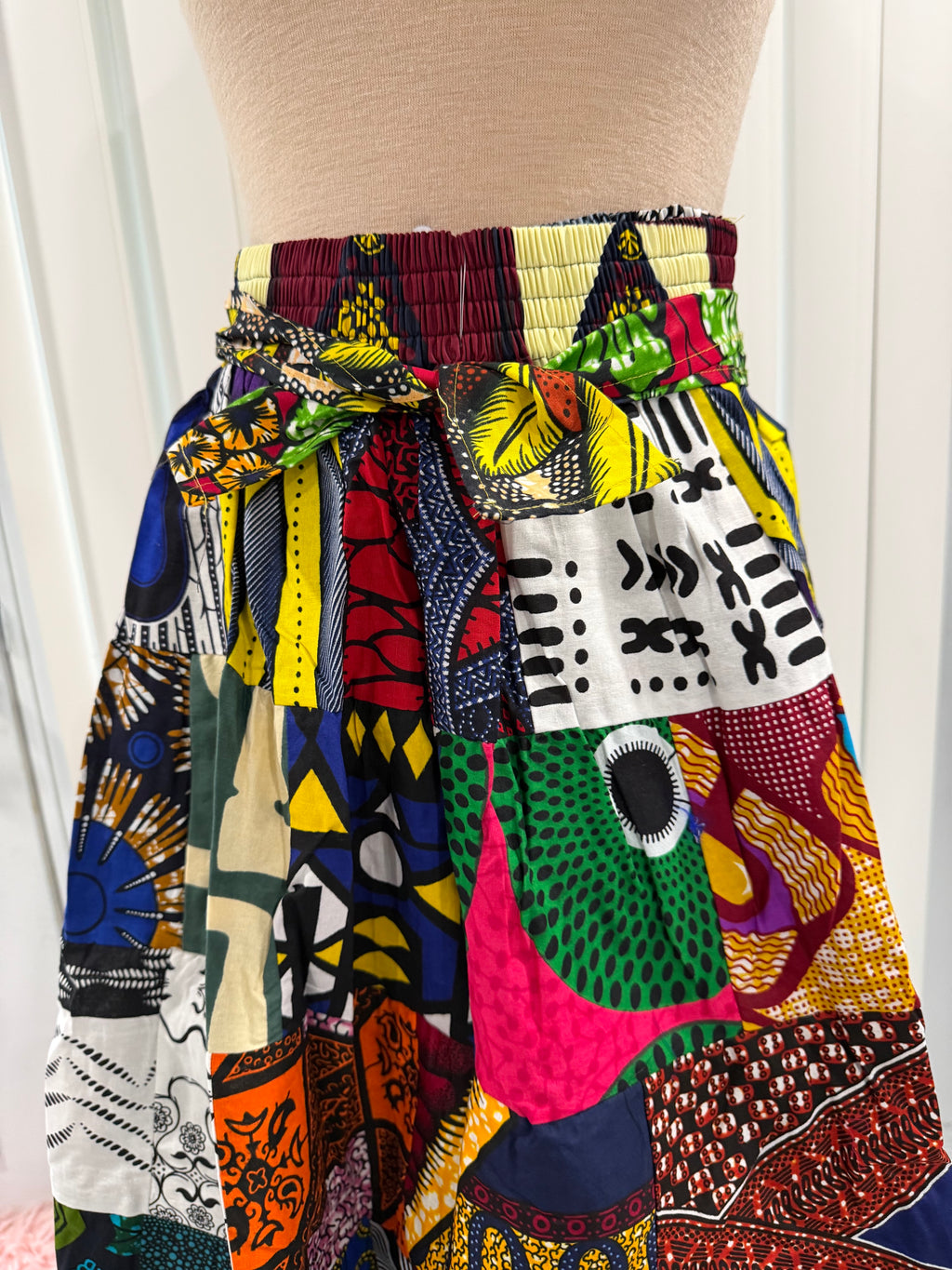 Quilt-Style Ankara Maxi Skirt /
Multi-Print African Patchwork Skirt